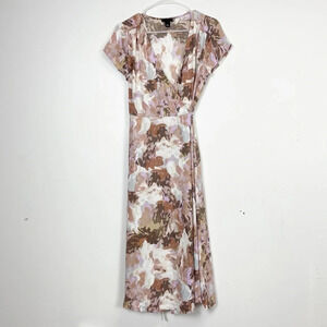 NEW Halogen Wrap Dress Womens Size Small Multicolor Short Sleeve VNeck NWOT